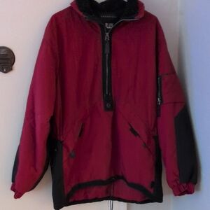 Men's Red‎ and Black Puffer Pullover Jacket / Coat Size XL 18-20